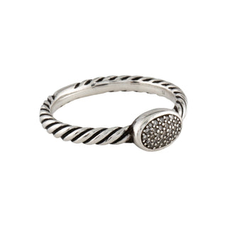 Authentic David Yurman Diamond Cable Oval Stack Ring – 925, 5.75
