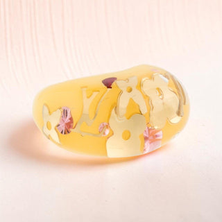 Authentic Louis Vuitton Crystal Resin Inclusion Ring – Yellow, 6.5