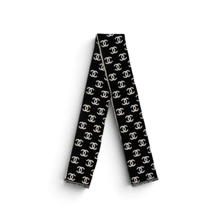 Authentic Chanel Black Wool Interlocking CC Logo Scarf 73" w/ Tags