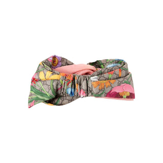 Authentic Gucci Flora GG Print Silk Headband Multicolor M sz