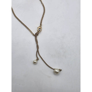 AUTH NEW Chanel Gold-tone Faux Pearl Interlocking Pendant Necklace
