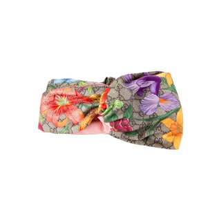 Authentic Gucci Flora GG Print Silk Headband Multicolor M sz