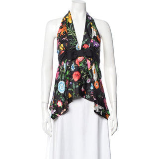 Authentic Gucci Silk Floral Print Multicolor Halter Top S