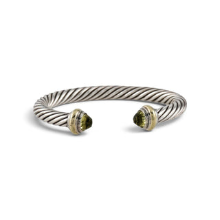 Authentic David Yurman Quartz Classic Cable Cuff 14K Gold 7mm