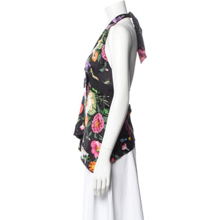 Authentic Gucci Silk Floral Print Multicolor Halter Top S