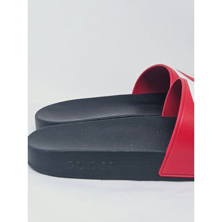 AUTH NEW Gucci Red multicolor signature GG logo rubber sandals 40 sz