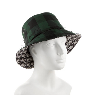 Christian Dior Black Green Diorissimo Logo Printed Bucket Hat