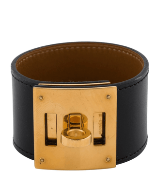 Hermès Kelly Dog Black Leather Wrap Bracelet