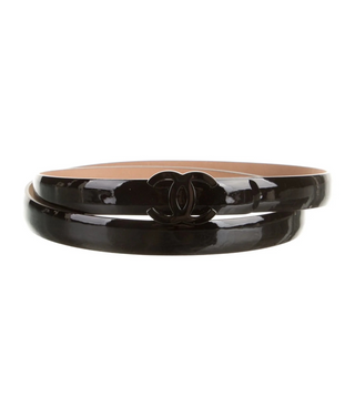 Chanel Black Patent Leather 2011 Interlocking CC Logo Belt