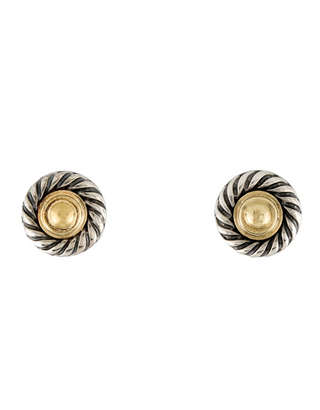 David Yurman Sterling Silver Two-Tone Cable Cookie Stud Earrings