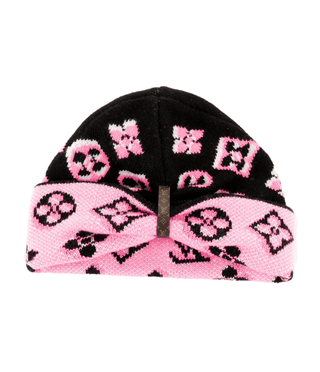 Louis Vuitton Pink Black Wool 3D Monogram Beanie NWT