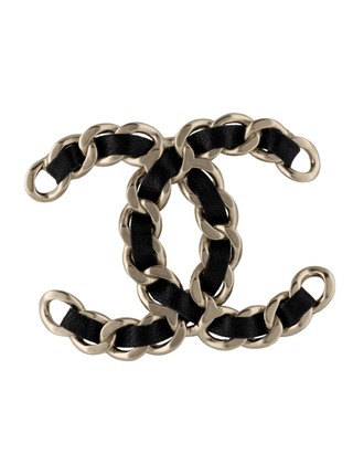 Cute Chanel Gold-tone 2019 Leather Woven Interlocking CC Brooch