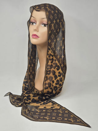 LOUIS VUITTON Monogram Leopard LV Monogram Silk Scarf