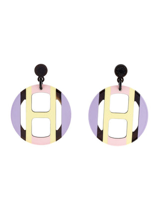 Hermès Purple Multicolor H Equipe Drop Earrings