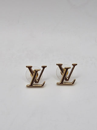 Louis Vuitton Gold-tone LV Logo Iconic Stud Earrings