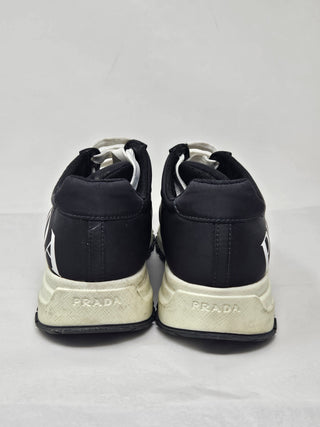 PRADA Black Nylon Logo Printed Sneakers 39.5 EU