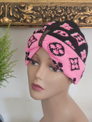 Louis Vuitton Pink Black Wool 3D Monogram Beanie NWT