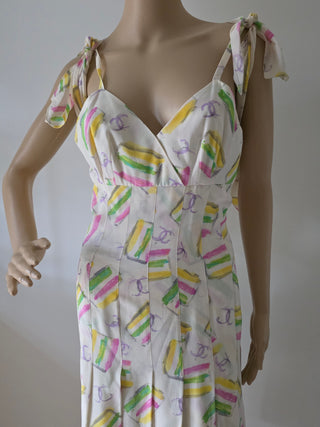 Chanel Multicolor Interlocking CC Logo Summer Knee-Length Dress S sz