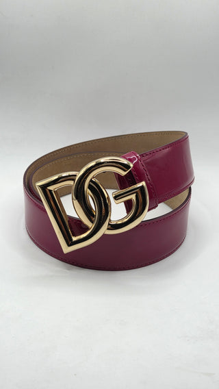 Dolce and Gabana Red patent leather GD logo belt