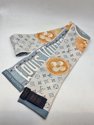 Louis Vuitton Blue LV logo Malles Merveilleuses Silk Bandeau