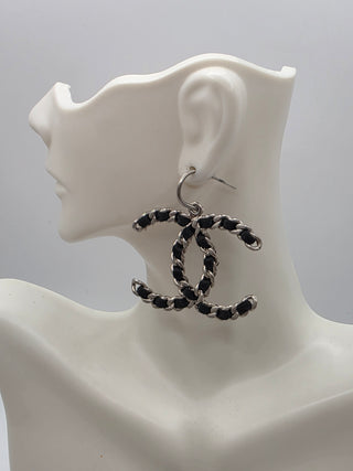 Chanel oversized Woven Interlocking CC Drop Earrings