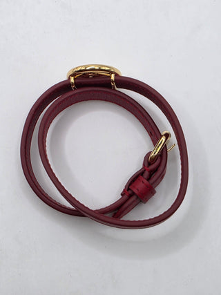 Fendi Red Leather F Is Fendi Double Wrap Bracelet