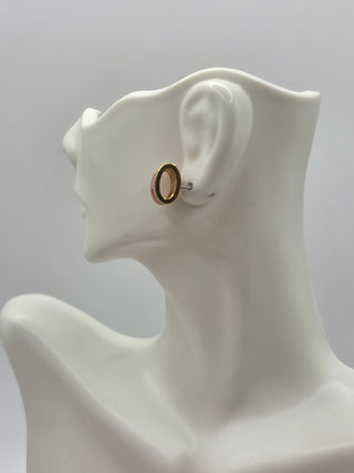 Hermès Gold-tone Pink Pop H Stud Earrings