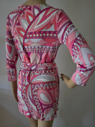 Emilio Pucci Pink Printed Bateau Neckline Tunic S sz