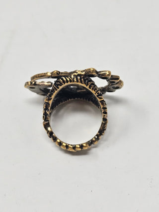 Gucci Crystal 'GG' Logo Cocktail Ring SZ 6.75 M