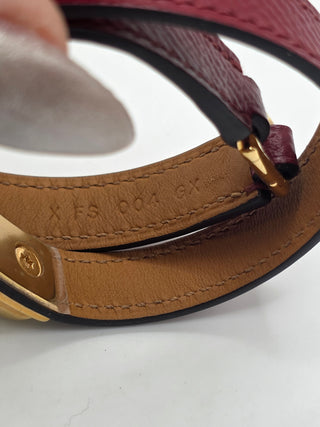 Hermès Rubis Epsom Leather Gold Plated Rivale Double Tour Bracelet Size S