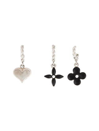 Louis Vuitton Silver-tone Enamel Set of 3 Sweet Monogram Drop Hoop Earrings