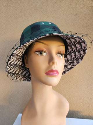 Christian Dior Black Green Diorissimo Logo Printed Bucket Hat