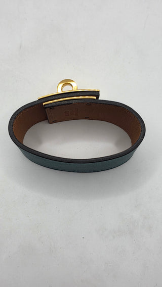 Hermès Green Leather Kelly Dog Wrap Bracelet