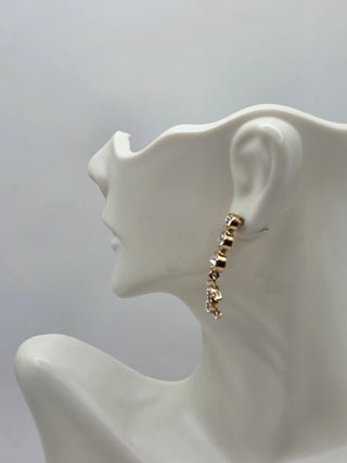 Chanel Gold-tone Strass Interlocking CC Drop Earrings
