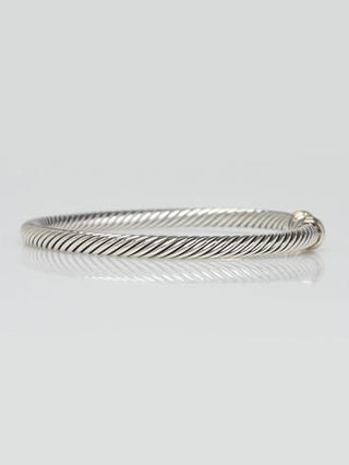 David Yurman 3 mm 18 k Gold Sterling Silver Buckle Classic Cable Bracelet