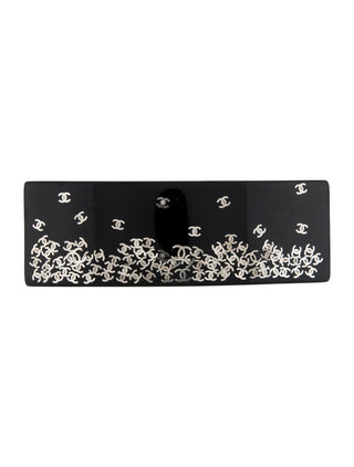 Chanel Black Silver-tone Interlocking CC Charm hair clip