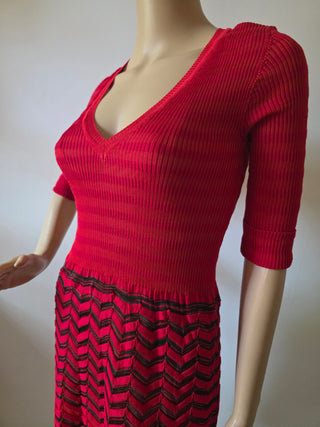 M Missoni Red Striped Long-sleeved Dress US 4 sz