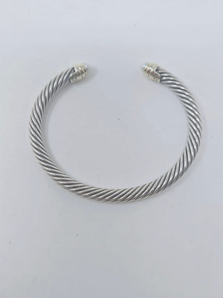 David Yurman Sterling Silver Pearl Caps Cable cuff bracelet