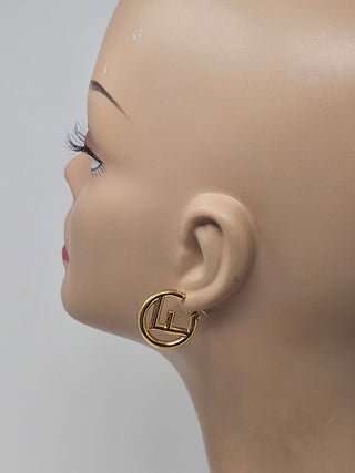 Fendi gold tone F is Fendi Hoop Earrings