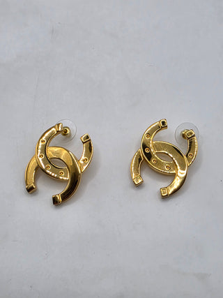 Chanel Gold-tone 2026 Oversize Interlocking CC stud earrings