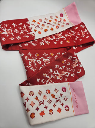 Louis Vuitton Red White LV Monogram Splash Silk Bandeau