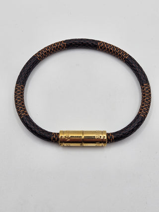 Louis Vuitton brown leather Keep It Bracelet