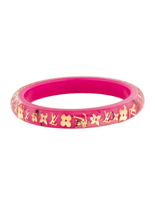 Louis Vuitton Pink Gold-tone Resin Crystal Inclusion Bangle Bracelet