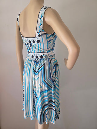 Emilio Pucci Blue Multicolor Printed Mini Summer Dress M sz