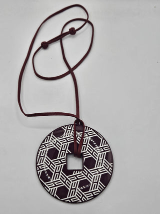 Hermès Black White H Logo Lacquer Tsuba Pendant Necklace