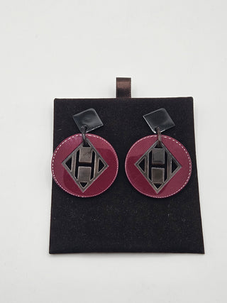 Hermès Black Horn Drop H Logo Earrings