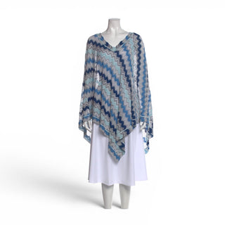 Missoni Mare Blue Multicolor Striped V-Neck Sweater Tunic M sz