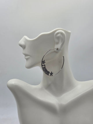 Christian Dior Silver-tone J'Adior Crystal Hoop Earrings