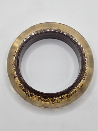 Louis Vuitton Brown Gold-tone Crystal Faux Pearl Resin Inclusion Bangle