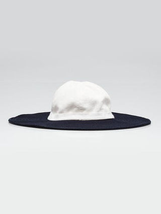 Chanel Navy Blue White Cotton Interlocking CC Hat Size 58